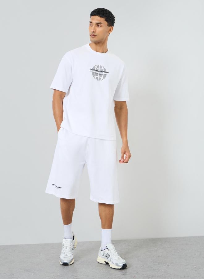 Styli Men White Graphic Print T-Shirt and Shorts Co-Ords - Image 1